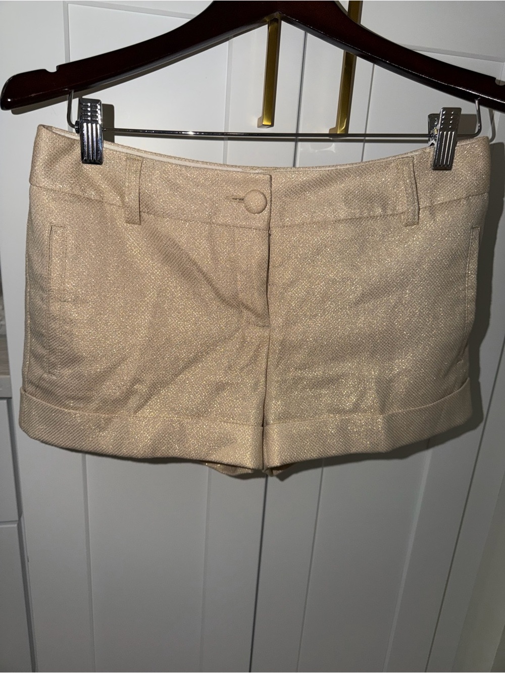 Express Sparkle Beige Cuffed Women's Shorts